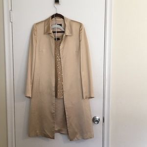 Carmen Marc Valvo Soft Gold Satin Jacket/Skirt Top